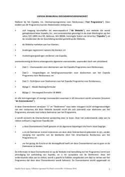 EXPEDIA REISBUREAU DEELNEMERSOVEREENKOMST Welkom