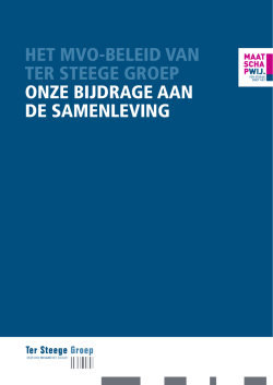 HET MVO-BELEID VAN TER STEEGE GROEP ONZE