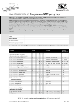 Inventarisatieblad Programma NMC per groep