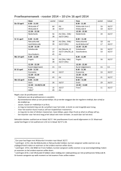Proefexamenweek -‐ rooster 2014 &ndash; 10 t/m 16 april 2014