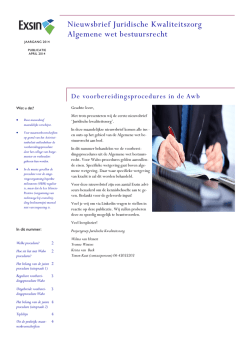Nieuwsbrief Juridische Kwaliteit – Exsin – april 2014