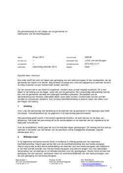 Jaarverslag klachten 2013 - Sint