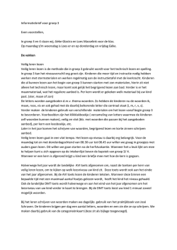 Informatiebrief voor groep 3 Even voorstellen, In groep 3 en 4 staan