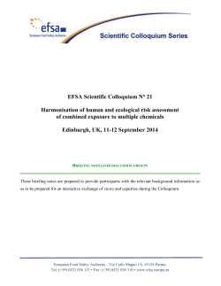 EFSA Scientific Colloquium N° 21 Harmonisation of human
