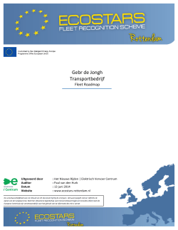 Ecostars Roadmap Gebr. De Jongh BV