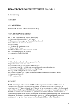 IVN-mededelingen september 2014 - Internationale Vereniging voor
