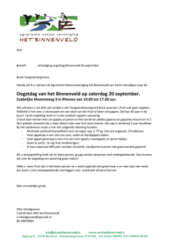 Oogstdag van het Binnenveld op zaterdag 20 september.
