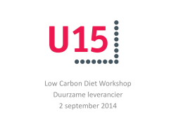 Low Carbon Diet Workshop Duurzame leverancier 2 september 2014