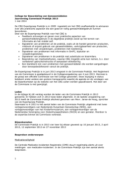 Jaarverslag Commissie Praktijk 2013 - CBG-MEB