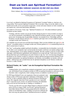 Doet uw kerk aan Spiritual Formation?