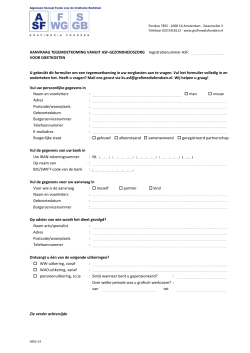AANVRAAG TEGEMOETKOMING VANUIT ASF