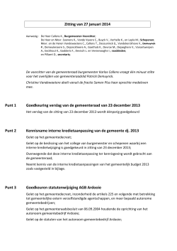 Zitting van 27 januari 2014 Punt 1 Goedkeuring verslag van de