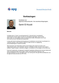Verkiezingen Samir El Kouidi - Personeelspensioenfonds APG (PPF)