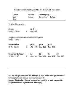 Rooster tweede toetsweek 16 t/m 20 Januari - Toorop-mavo