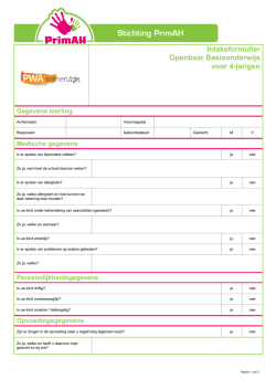 Intakeformulier Openbaar Basisonderwijs voor 4