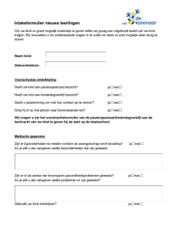 Intakeformulier nieuwe leerlingen