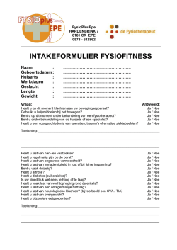 INTAKEFORMULIER FYSIOFITNESS