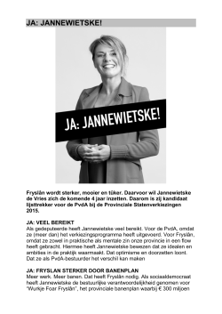 JA: JANNEWIETSKE! - Fryslân