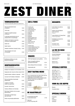 Dinerkaart - Culinary Beach Restaurant