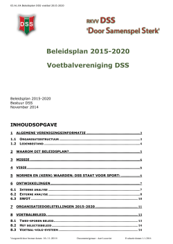Beleidsplan - DSS Voetbal