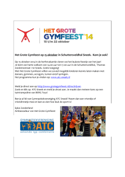 Het Grote Gymfeest op 15 oktober in Schuttersveldhal Sneek. Kom