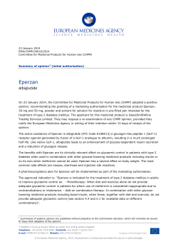 Summary of opinion: Eperzan - European Medicines Agency