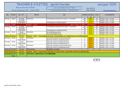 lessenrooster Trainer B Sprint-horden Oordegem voorjaar 2015