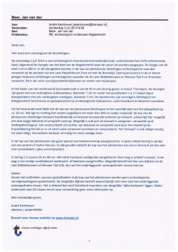Email Transectover advies Archeologie OGW Nagelertocht