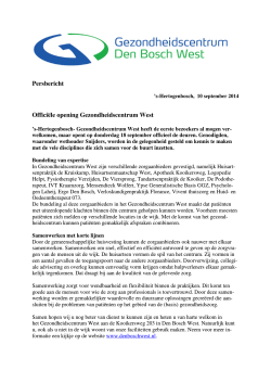 Persbericht Officiële opening Gezondheidscentrum West