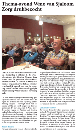 Thema-avond Wmo van Sjaloom Zorg drukbezocht