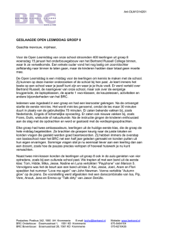 GESLAAGDE OPEN LESMIDDAG GROEP 8