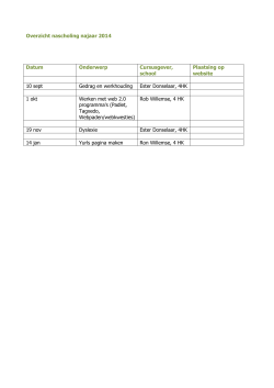 Overzicht nascholing najaar 2014 Datum Onderwerp Cursusgever