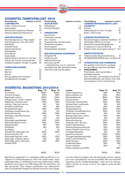 Tarievenlijst en begroting 2014 - Appaloosa