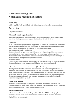 2013 Activiteitenverslag NMS - Nederlandse Meningitis Stichting
