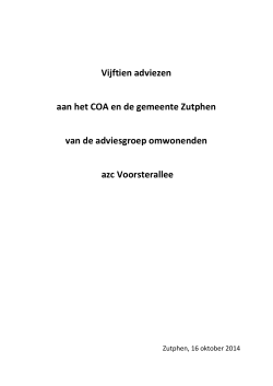 Vijftien adviezen aan het COA en de gemeente Zutphen van de