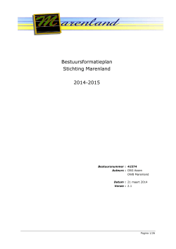 Bestuursformatieplan Stichting Marenland 2014-2015