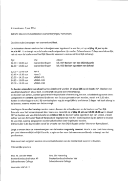 Inleveren Schoolboeken examenleerlingen