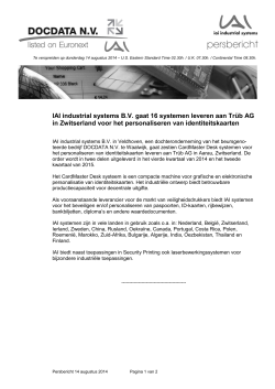 IAI industrial systems B.V. gaat 16 systemen leveren aan Trüb AG in
