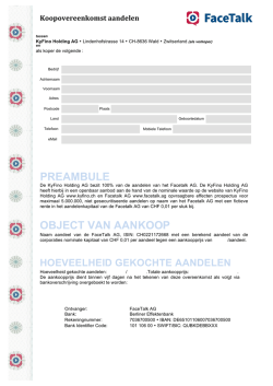 PREAMBULE OBJECT VAN AANKOOP