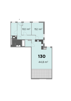 10,1 m2 15,1 m2 m 44,8 m2 15,1 m2 14,8 m 7,4 m m 12,6 m
