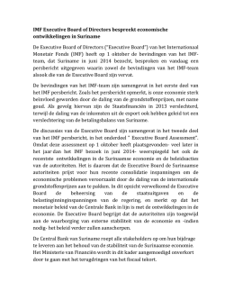 IMF Executive Board of Directors bespreekt