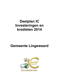 Jaarplan interne controle 2014 Deelplan IC Investeringen en kredieten