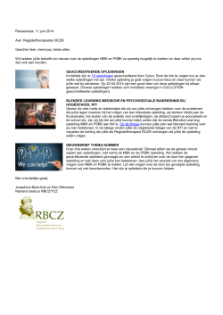 Roosendaal, 11 juni 2014 Aan: Registertherapeuten BCZ