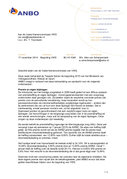 Brief aan Vaste Kamercommissie voor VWS