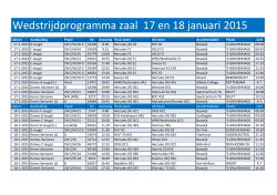wedstrijdprogramma 17 en 18 januari 2015