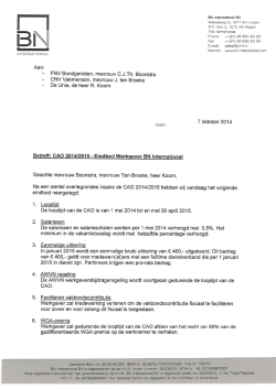 Eindbod CAO BN International 2014-2015