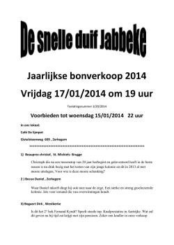 Jaarlijkse bonverkoop 2014 Vrijdag 17/01/2014 om