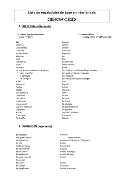 Liste de vocabulaire de base en néerlandais Objectif CE1D!