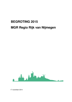 BEGROTING 2015 MGR Regio Rijk van Nijmegen