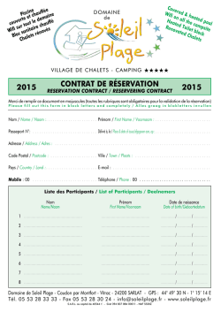 CONTRAT DE RÉSERvATION 2015 2015